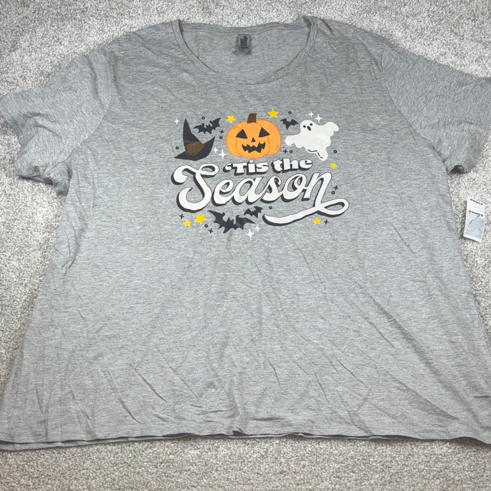 Women's 4XW tis the season‎ Gray Halloween Graphic T-Shirt new with tags